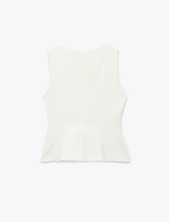 Dar Kalıp Bisiklet Yaka Kolsuz Peplum Bluz