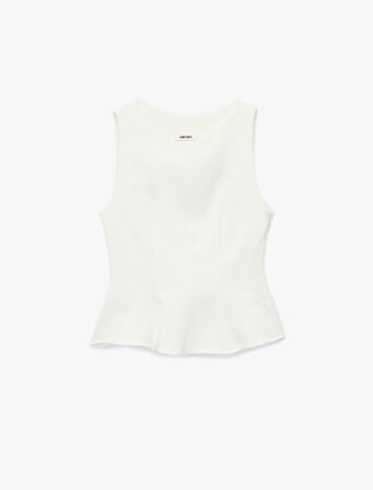 Dar Kalıp Bisiklet Yaka Kolsuz Peplum Bluz