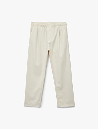 Cep Detaylı Viskon Karışımlı Beli Lastikli Kışlık Pantolon