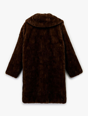 Koton X Melis Ağazat - Suni Kürk Kaban Düğmeli Uzun Kollu Cepli