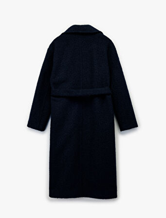 Koton X Melis Ağazat - Uzun Kollu Kemerli Uzun Peluş Buklet Kaban