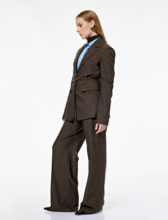 Koton X Melis Ağazat - Regular Fit Geniş Paça Kumaş Pantolon