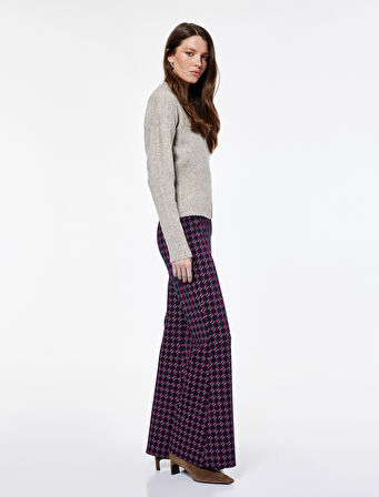 Slim Fit Desenli İspanyol Paça Pantolon