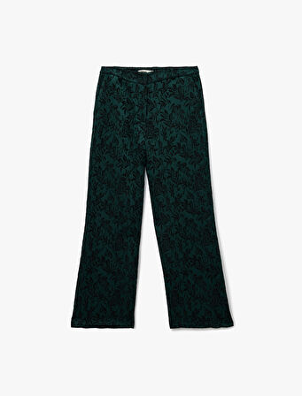 Koton X Melis Ağazat - Straight Fit Cepli Floral Desenli Pantolon