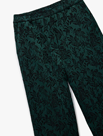 Koton X Melis Ağazat - Straight Fit Cepli Floral Desenli Pantolon