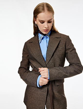 Koton X Melis Ağazat - Cepli Uzun Kollu Kemerli Blazer Ceket