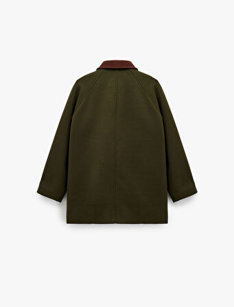 Yaka Detaylı Fermuarlı Çıtçıt Düğmeli Cepli Ceket