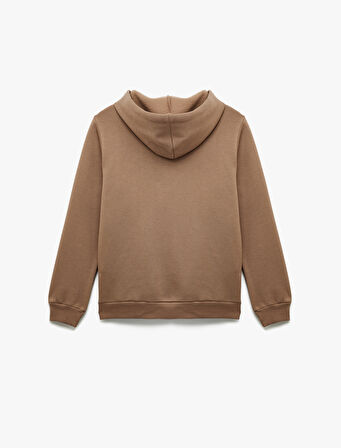 Ayıcık Nakışlı Kanguru Cepli Kapüşonlu Sweatshirt