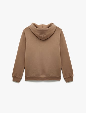 Ayıcık Nakışlı Kanguru Cepli Kapüşonlu Sweatshirt