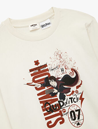 Pamuklu Harry Potter Baskılı Uzun Kollu Lisanslı Oversize Tişört
