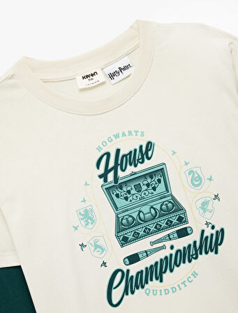 Pamuklu Harry Potter Baskılı Uzun Kollu Bisiklet Yaka Lisanslı Tişört