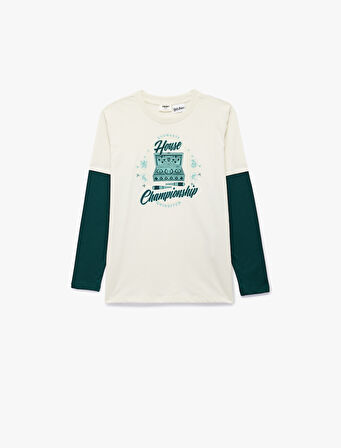 Pamuklu Harry Potter Baskılı Uzun Kollu Bisiklet Yaka Lisanslı Tişört