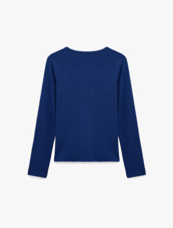 Pamuklu Uzun Kollu Bisiklet Yaka Basic Tişört