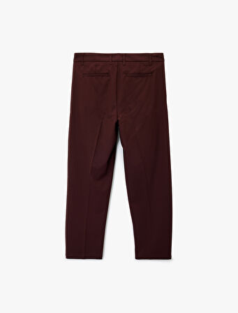 Rahat Kalıp Cepli Viskon Karışımlı Pileli Kumaş Pantolon