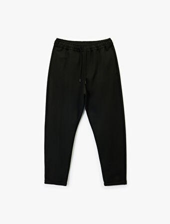 Viskon Karışımlı Duble Paça Cepli Beli Bağcıklı Pantolon