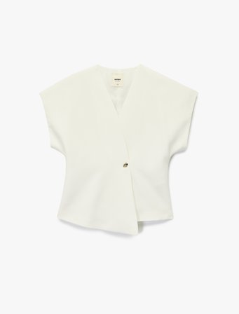 Asimetrik Kolsuz V Yaka Kruvaze Oversize Yelek
