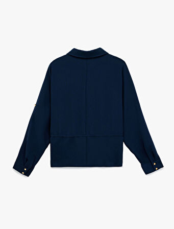 Krep Kumaş Regular Fit Bağlama Detaylı Uzun Kollu Gömlek Ceket