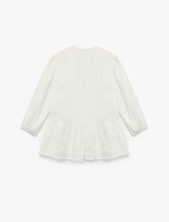 Modal Kumaş V Yaka 3/4 Kol Peplum Kesim Kruvaze Bluz