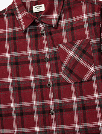 Uzun Kollu Cep Detaylı Ekoseli Gömlek