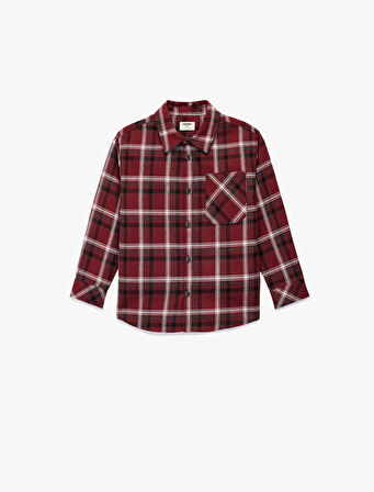 Uzun Kollu Cep Detaylı Ekoseli Gömlek