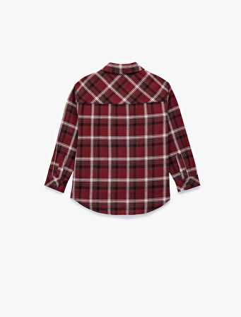 Uzun Kollu Cep Detaylı Ekoseli Gömlek