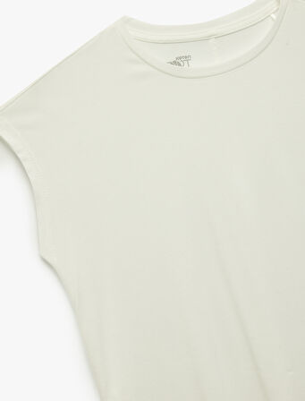 Rahat Kalıp Modal Kumaş Bisiklet Yaka Spor Sıfır Kol Tişört