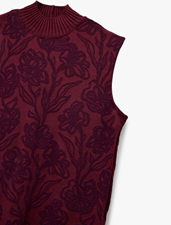 Balıkçı Yaka Kolsuz Floral Desenli Bluz