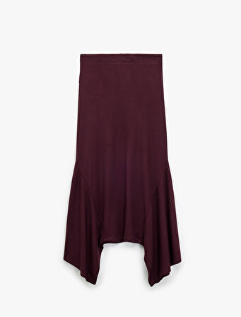 Asimetrik Etek Ucu Detaylı Midi Etek