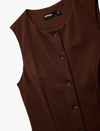 V Yaka Düğmeli Slim Fit Yelek