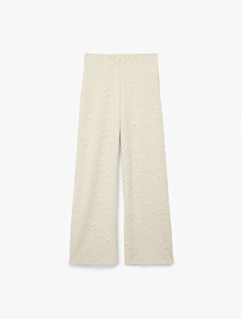 Düz Geniş Paça Dokulu Palazzo Pantolon
