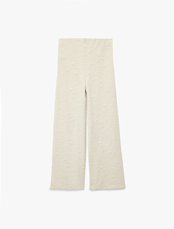 Düz Geniş Paça Dokulu Palazzo Pantolon