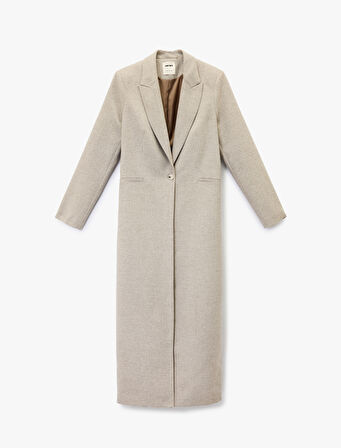 Düğmeli Uzun Kollu Cepli Ekstra Uzun Blazer Ceket