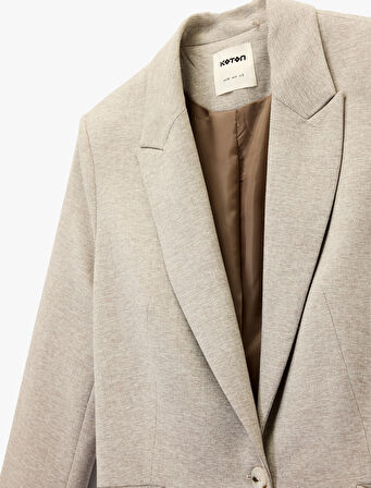 Düğmeli Uzun Kollu Cepli Ekstra Uzun Blazer Ceket