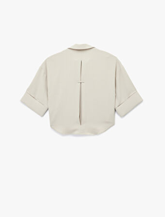 Krep Kumaş 3/4 Kollu Oversize Gömlek