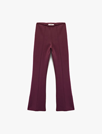 Nervürlü Pamuklu Slim Fit İspanyol Paça Tayt Pantolon