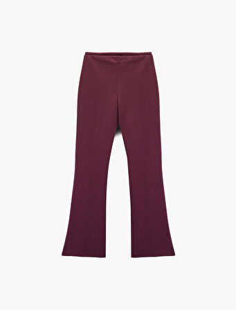 Nervürlü Pamuklu Slim Fit İspanyol Paça Tayt Pantolon