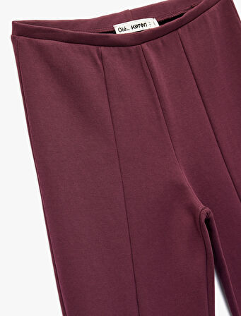 Nervürlü Pamuklu Slim Fit İspanyol Paça Tayt Pantolon