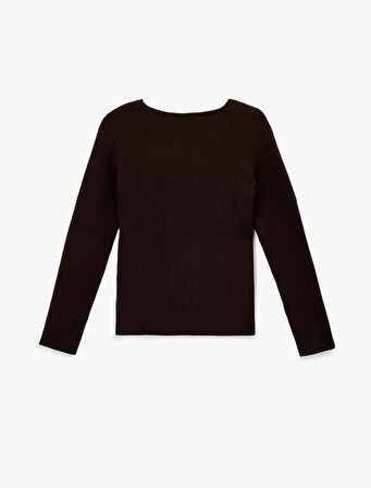 Viskon Karışımlı Uzun Kollu V Yaka Düğmeli Triko Hırka