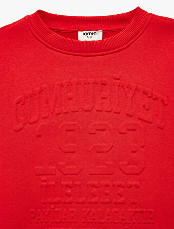 Uzun Kollu Bisiklet Yaka Cumhuriyet Baskılı Sweatshirt