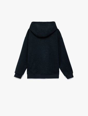 Fermuarlı Uzun Kollu Oversize Kapşonlu Ceket