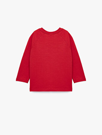 Uzun Kollu Bisiklet Yaka Atatürk Temalı Baskı Detaylı Pamuklu Tişört