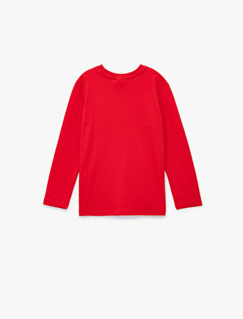 Pamuklu Uzun Kollu Bisiklet Yaka Cumhuriyet Baskılı Tişört