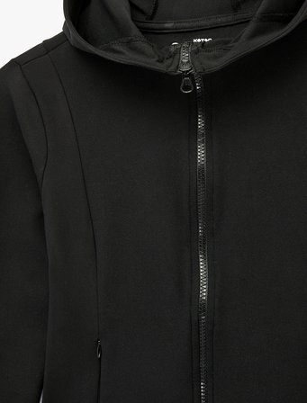 Kapüşonlu Uzun Kollu Cep Detaylı Fermuarlı Spor Sweatshirt