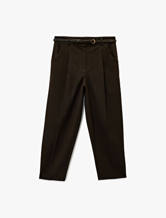 Cepli Kemerli Yüksek Bel Oversize Cigarette Pantolon