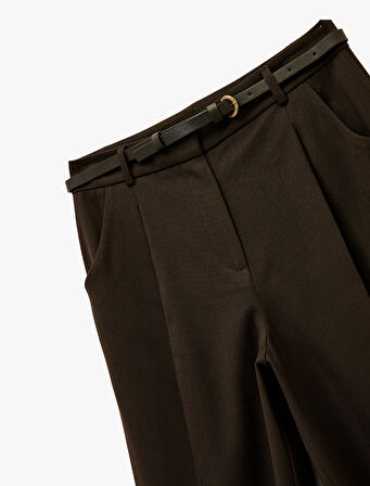 Cepli Kemerli Yüksek Bel Oversize Cigarette Pantolon
