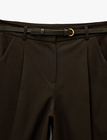 Cepli Kemerli Yüksek Bel Oversize Cigarette Pantolon