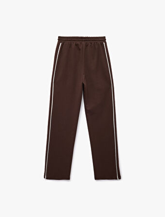 Yüksek Bel Lastikli Cep Detaylı Biyeli Oversize Geniş Paça Eşofman Altı