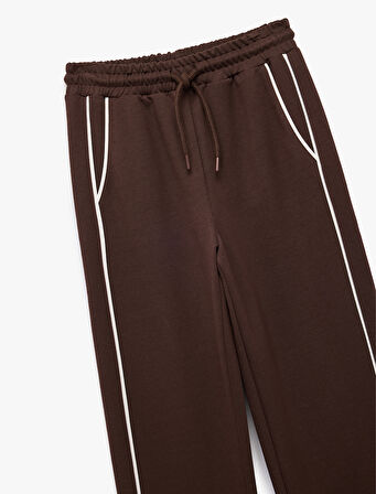 Yüksek Bel Lastikli Cep Detaylı Biyeli Oversize Geniş Paça Eşofman Altı