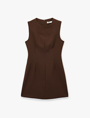 Yuvarlak Yaka A Kesim Kolsuz Mini Elbise