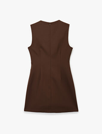 Yuvarlak Yaka A Kesim Kolsuz Mini Elbise